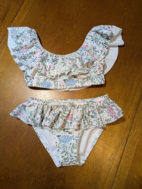Janie and Jack, Girls, 2-Piece, Bikini, Size 4, Floral, Ruffle, Swimsuit